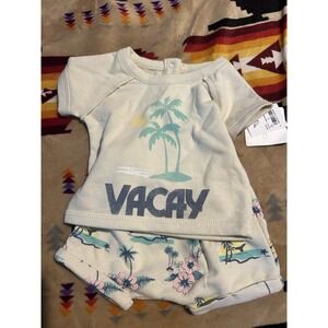 Grayson Mini Baby Vacay Outfit Set Newborn Palm Tree Tee & Shorts! NB! New